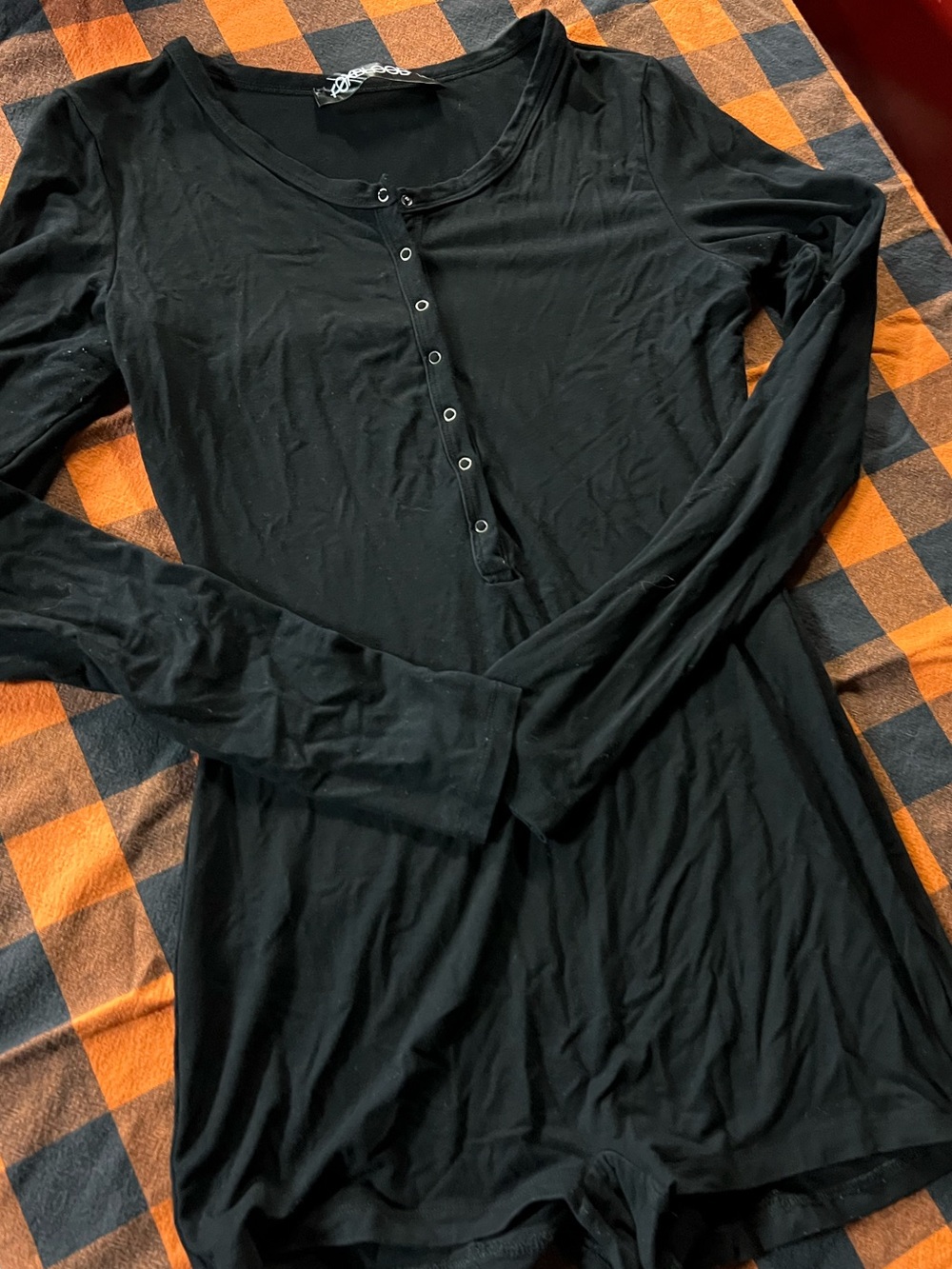 Foxblood Black Long-Sleeve Henley romper